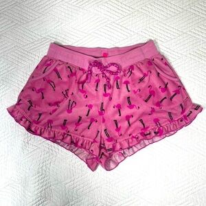 Betsey Johnson Women’s Pink Flamingo Pajama Shorts, Size M, Fleece